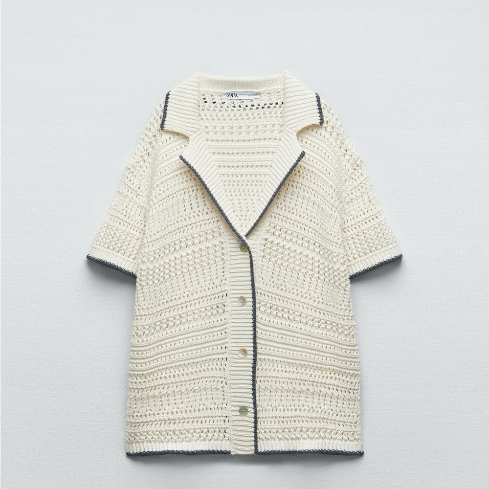Zara Oversized Knit Cardigan with Black Trim